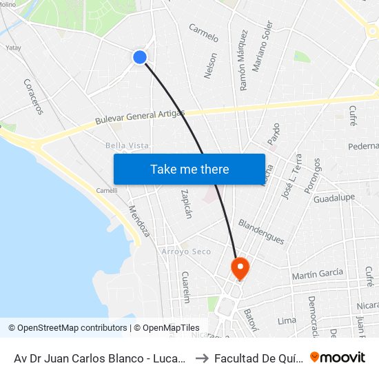 Av Dr Juan Carlos Blanco - Lucas J Obes to Facultad De Química map