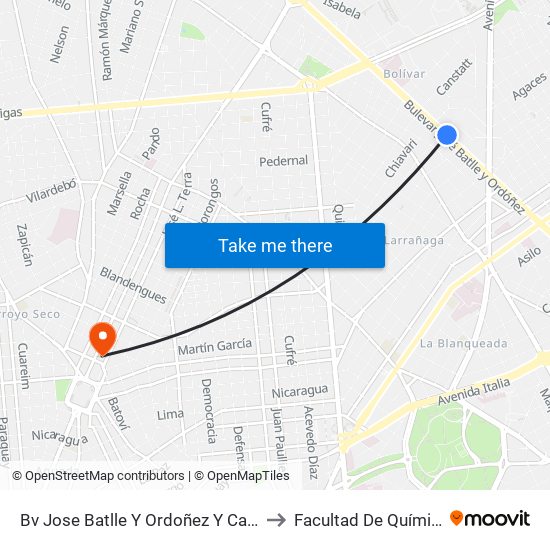 Bv Jose Batlle Y Ordoñez Y Cadiz to Facultad De Química map