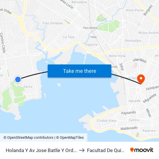 Holanda Y Av Jose Batlle Y Ordoñez to Facultad De Química map