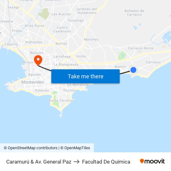 Caramurú & Av. General Paz to Facultad De Química map