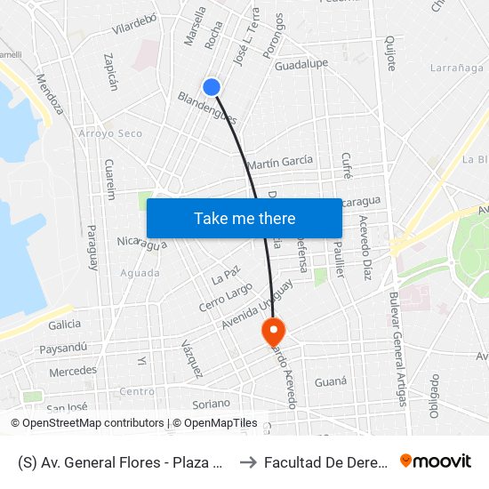 (S) Av. General Flores - Plaza Goes to Facultad De Derecho map