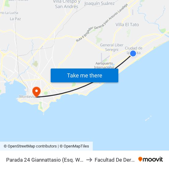 Parada 24 Giannattasio (Esq. Williams) to Facultad De Derecho map