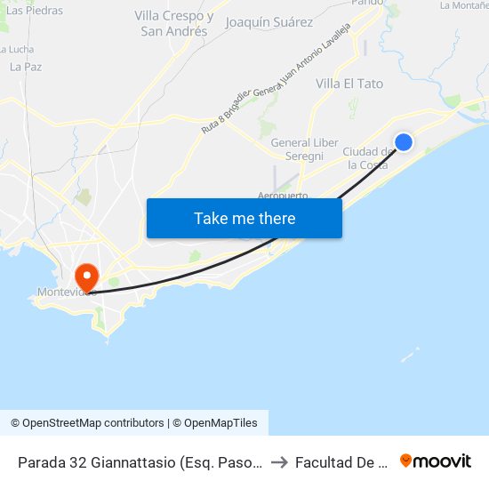 Parada 32 Giannattasio (Esq. Paso De Los Molinos) to Facultad De Derecho map