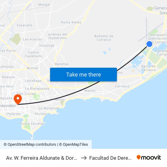 Av. W. Ferreira Aldunate & Dorado to Facultad De Derecho map