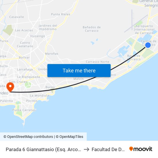 Parada 6 Giannattasio (Esq. Arco Iris Km18) to Facultad De Derecho map