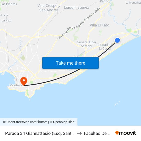Parada 34 Giannattasio (Esq. Santa Lucía, Km28) to Facultad De Derecho map