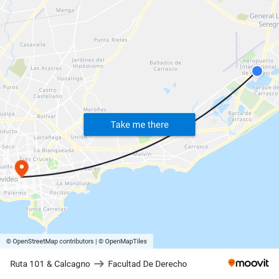 Ruta 101 & Calcagno to Facultad De Derecho map