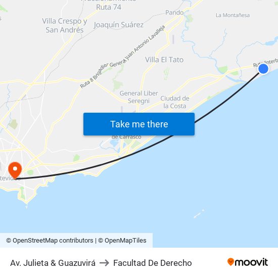 Av. Julieta & Guazuvirá to Facultad De Derecho map