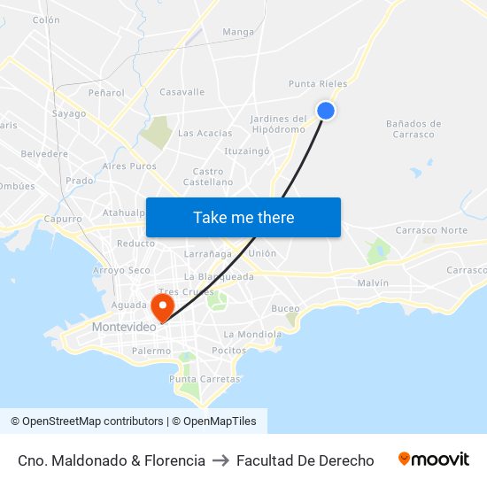 Cno. Maldonado & Florencia to Facultad De Derecho map