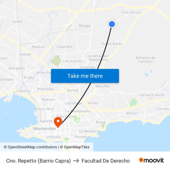 Cno. Repetto (Barrio Capra) to Facultad De Derecho map