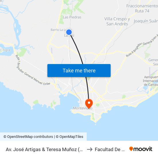 Av. José Artigas & Teresa Muñoz (Liceo De La Paz) to Facultad De Derecho map
