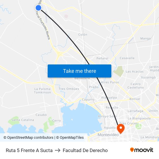 Ruta 5 Frente A Sucta to Facultad De Derecho map