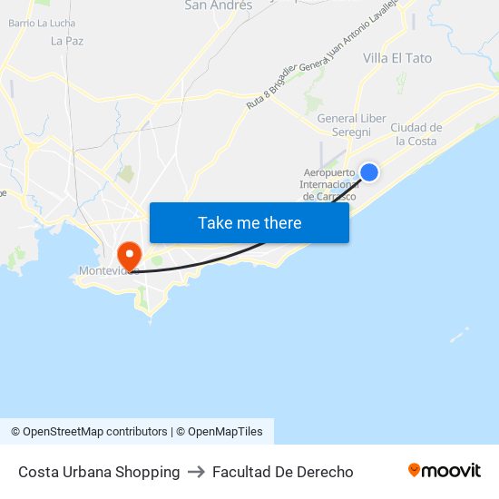 Costa Urbana Shopping to Facultad De Derecho map