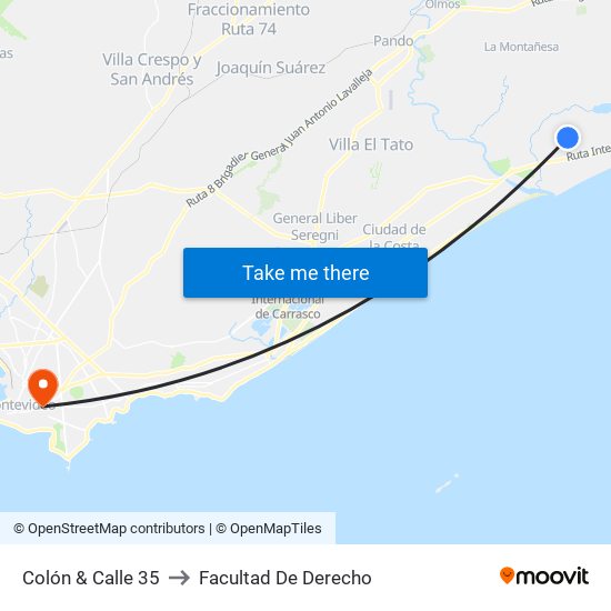 Colón & Calle 35 to Facultad De Derecho map