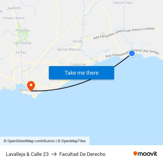Lavalleja & Calle 23 to Facultad De Derecho map