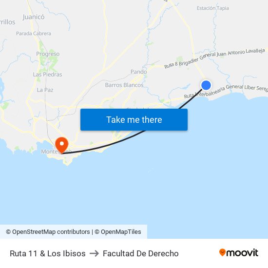 Ruta 11 & Los Ibisos to Facultad De Derecho map