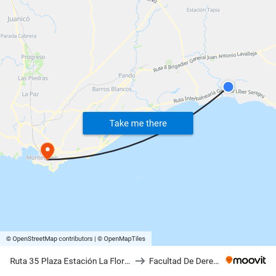 Ruta 35 Plaza Estación La Floresta to Facultad De Derecho map