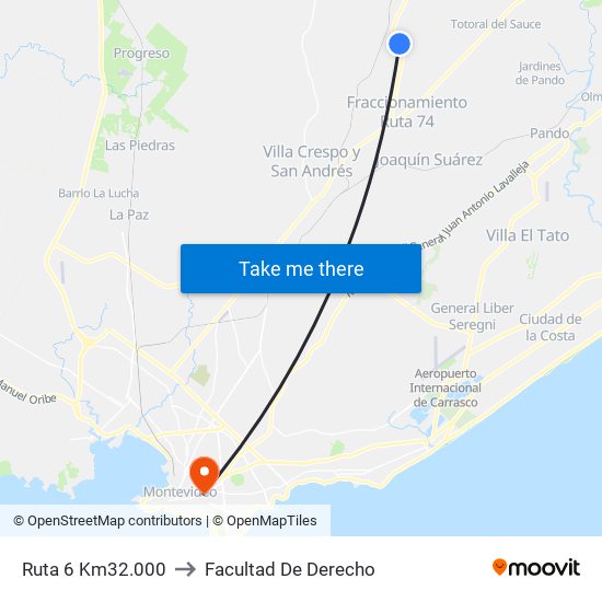 Ruta 6 Km32.000 to Facultad De Derecho map