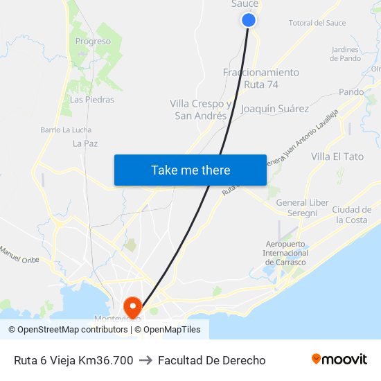 Ruta 6 Vieja Km36.700 to Facultad De Derecho map