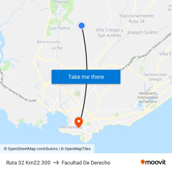 Ruta 32 Km22.300 to Facultad De Derecho map