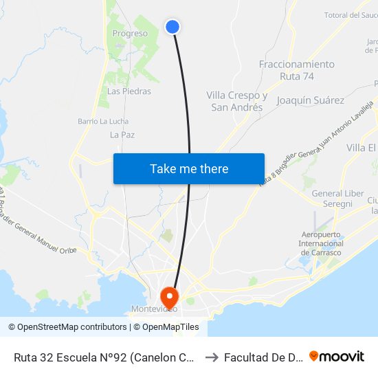 Ruta 32 Escuela Nº92 (Canelon Chico Al Centro) to Facultad De Derecho map