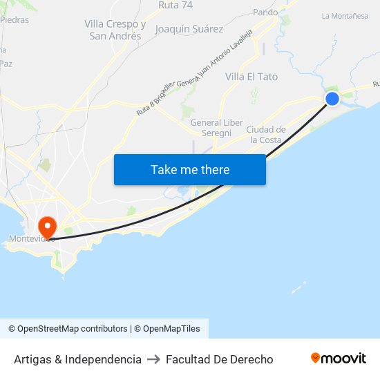 Artigas & Independencia to Facultad De Derecho map