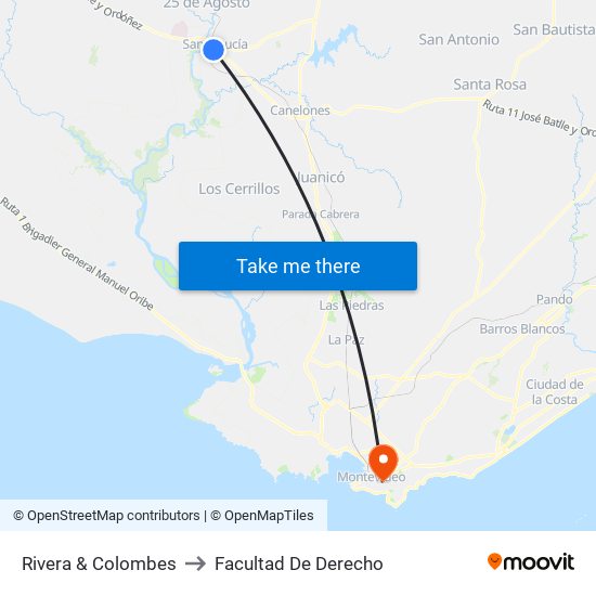 Rivera & Colombes to Facultad De Derecho map