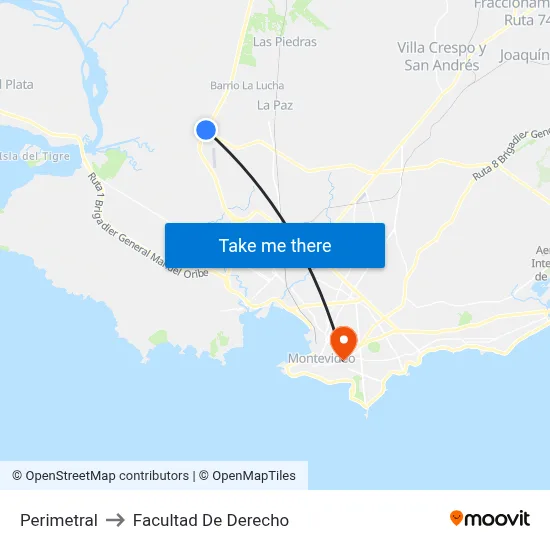 Perimetral to Facultad De Derecho map