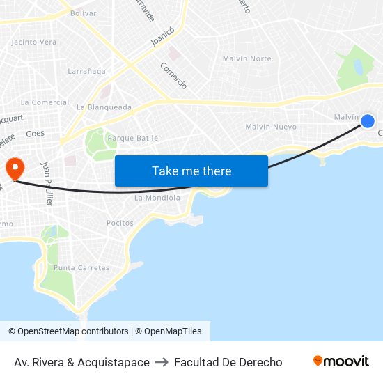 Av. Rivera & Acquistapace to Facultad De Derecho map