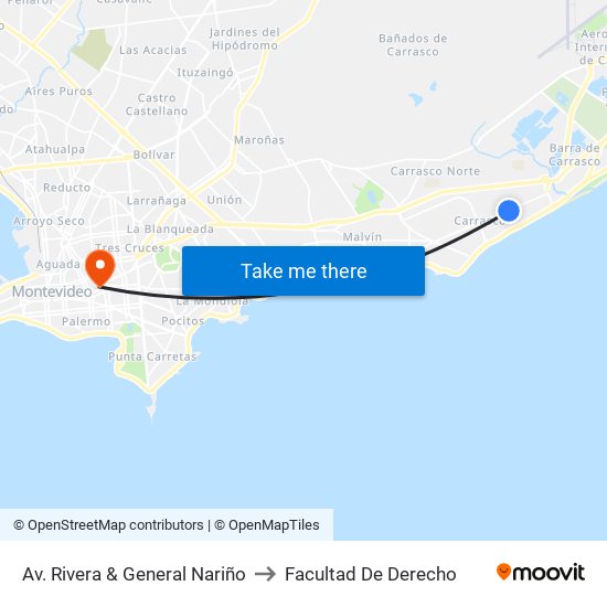 Av. Rivera & General Nariño to Facultad De Derecho map