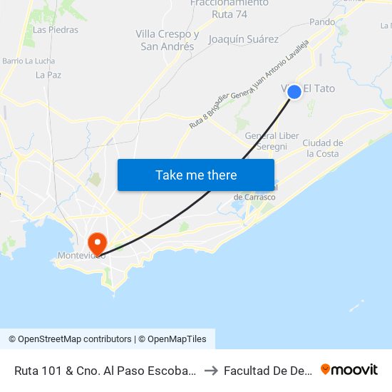 Ruta 101 & Cno. Al Paso Escobar (Km 28) to Facultad De Derecho map