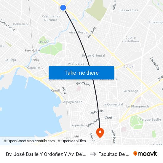 Bv. José Batlle Y Ordóñez Y Av. De Las Instrucciones to Facultad De Derecho map