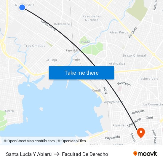 Santa Lucia Y Abiaru to Facultad De Derecho map