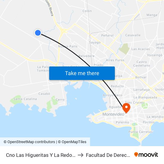 Cno Las Higueritas Y La Redota to Facultad De Derecho map