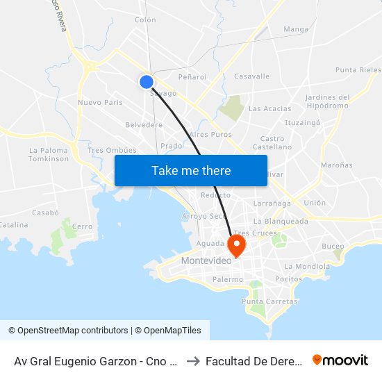 Av Gral Eugenio Garzon - Cno Ariel to Facultad De Derecho map