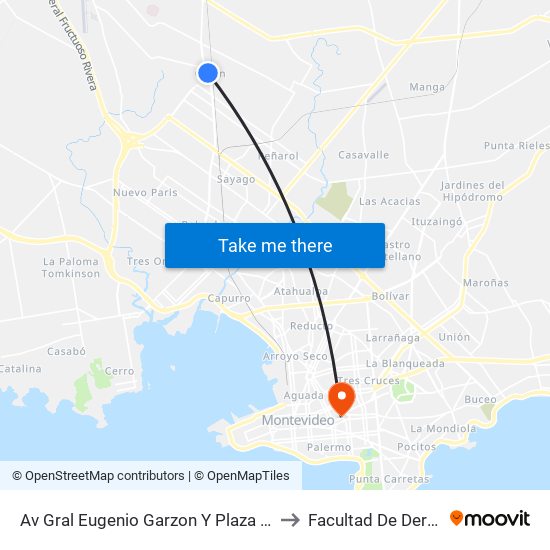 Av Gral Eugenio Garzon Y Plaza Vidiella to Facultad De Derecho map