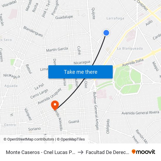 Monte Caseros - Cnel Lucas Piriz to Facultad De Derecho map