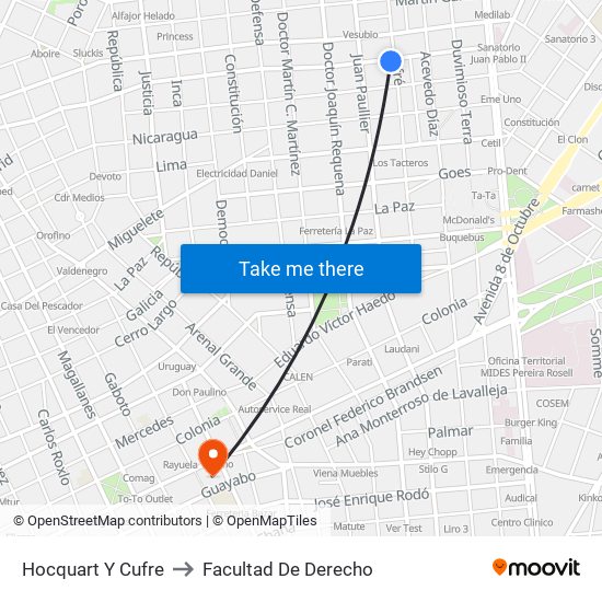 Hocquart Y Cufre to Facultad De Derecho map