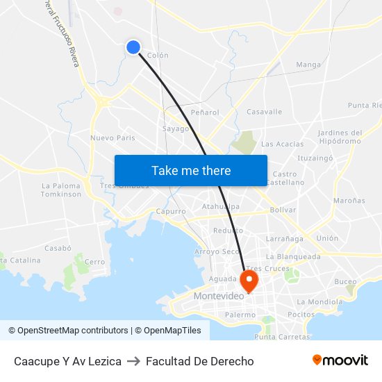 Caacupe Y Av Lezica to Facultad De Derecho map