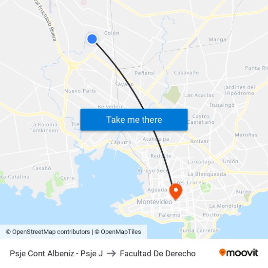 Psje Cont Albeniz - Psje J to Facultad De Derecho map