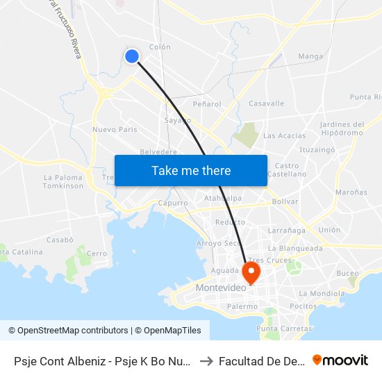 Psje Cont Albeniz - Psje K Bo Nuevo Colon to Facultad De Derecho map