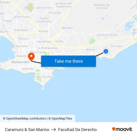 Caramurú & San Marino to Facultad De Derecho map