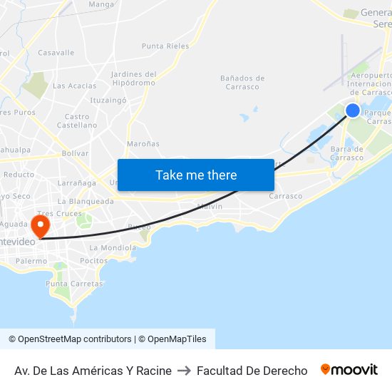 Av. De Las Américas Y Racine to Facultad De Derecho map