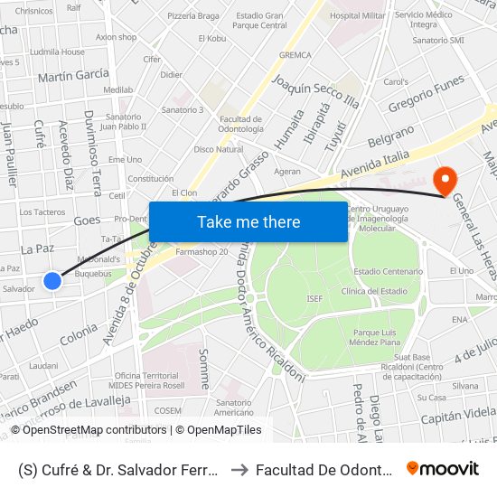 (S) Cufré & Dr. Salvador Ferrer Serra to Facultad De Odontología map