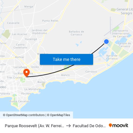 Parque Roosevelt (Av. W. Ferreira Aldunate) to Facultad De Odontología map