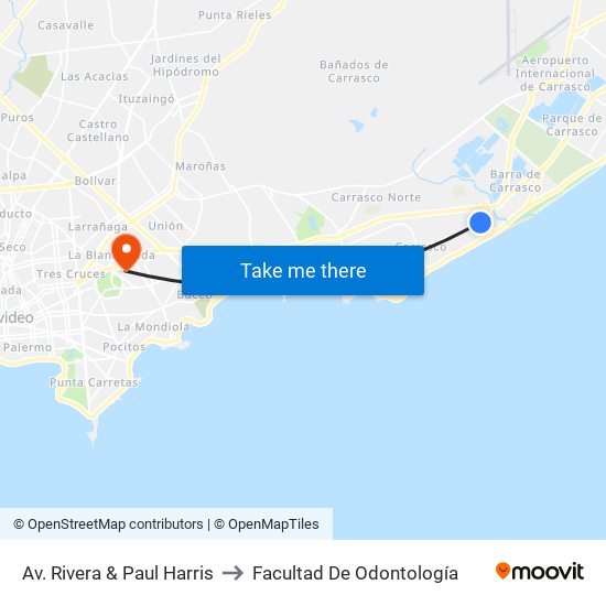 Av. Rivera & Paul Harris to Facultad De Odontología map