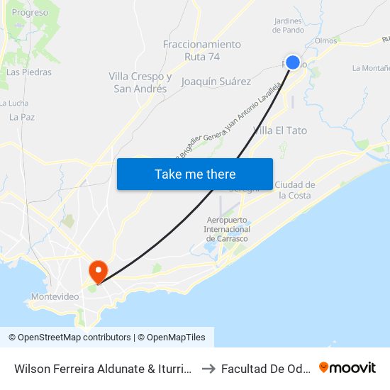 Wilson Ferreira Aldunate & Iturria (Largador Tpm) to Facultad De Odontología map