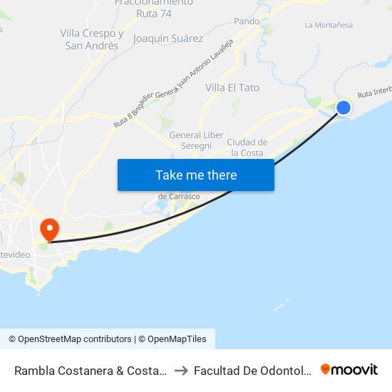 Rambla Costanera & Costa Azul to Facultad De Odontología map