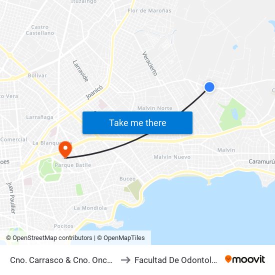 Cno. Carrasco & Cno. Oncativo to Facultad De Odontología map
