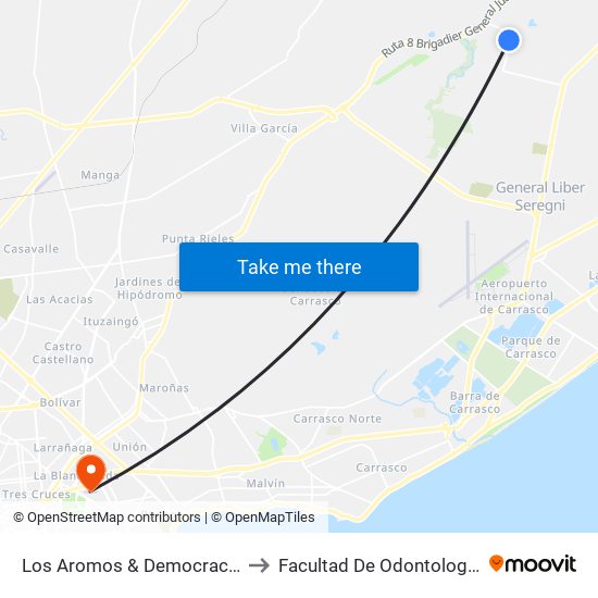 Los Aromos & Democracia to Facultad De Odontología map